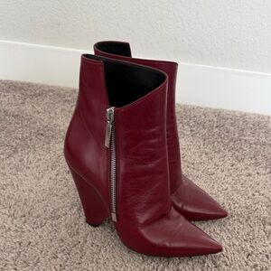 Saint Laurent Niki booties in French Burgundy leather